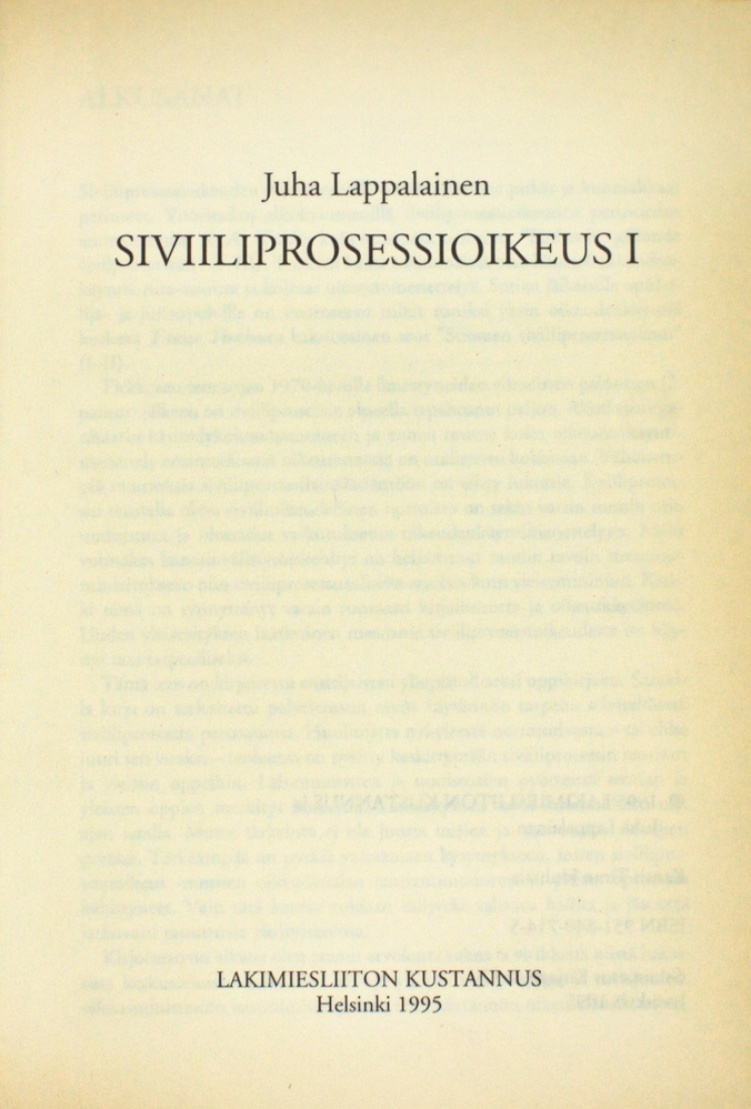 Siviiliprosessioikeus I (Гражданское процессуальное право, Часть I) — изображение 2