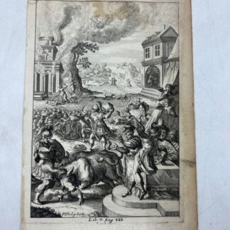 Гравюра из книги «Метаморфозы Овидия» (Ovid's Metamorphosis) в переводе Джорджа Сэндиса.  Изображение создано по эскизу художника Франца Клейна (Franz Cleyn) и выгравировано Саломоном Сэвери (Salomon Savery). Из издания 1632 года, выпущенного в Оксфорде или Лондоне.19,5х11,5 см