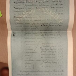 Бланк аттестата Московского частного реального училища инженера О.Д.Дмитриева