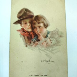 Открытка антикварная "Don't wake the baby (Boyhood)". Художник: Филип Буало. 14х9см
