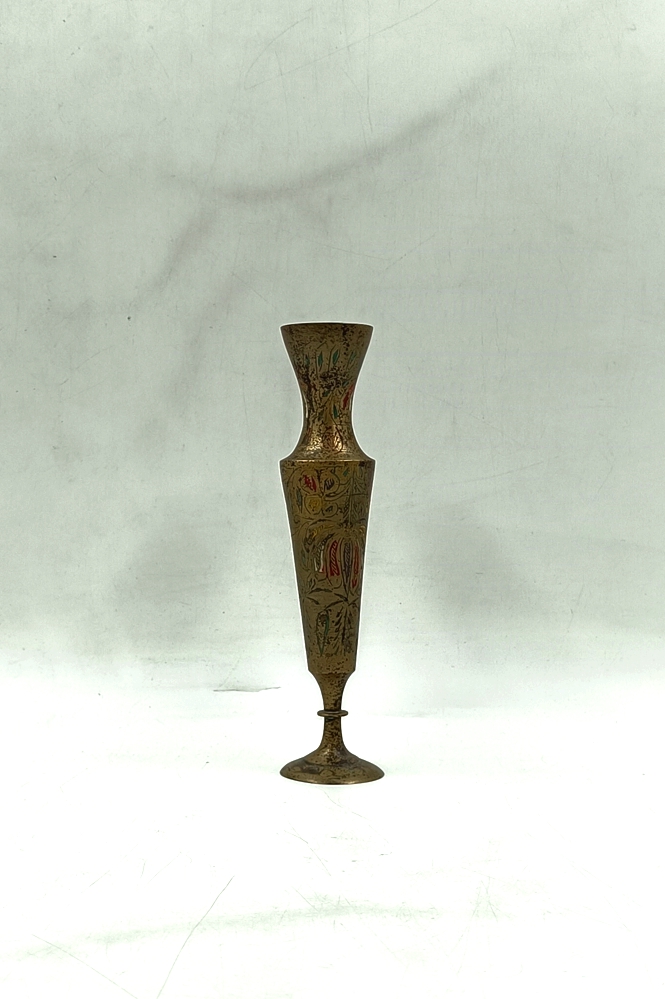 Ваза винтажная интерьерная Латунь, Миниатюрная вазочка ретро Индия