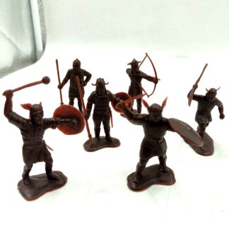 Набор винтажных солдатиков «Викинги», 6 шт., ДЗИ / Marx Toys, СССР, 7х4,5см